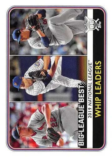Baseball card featuring three pitchers from Topps Big League 2020 Jacob deGrom NM-MT Mets