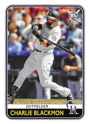 Baseball trading card of Charlie Blackmon batting from 2020 Topps Big League series