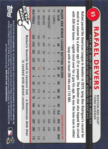 2020 Topps Big League #85 Rafael Devers NM-MT Red Sox - Baseball Card Single