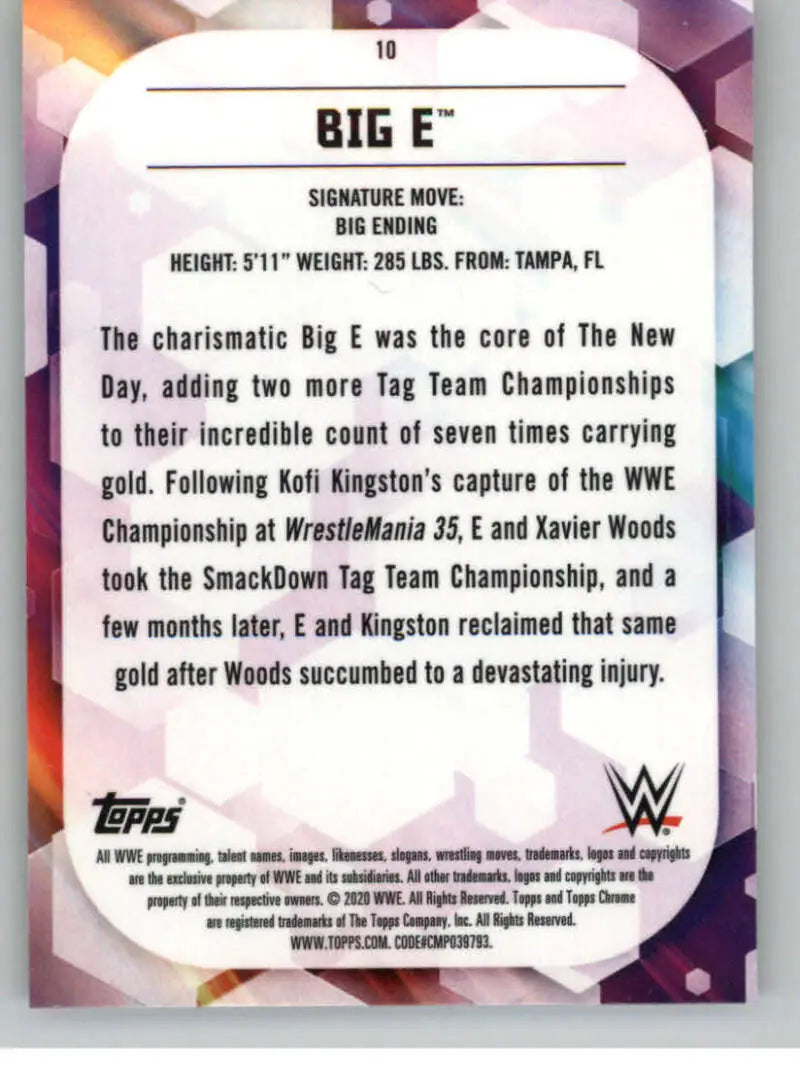 2020 Topps Chrome #10 Big E NM-MT Wrestling Card - Non-Sports Card Single