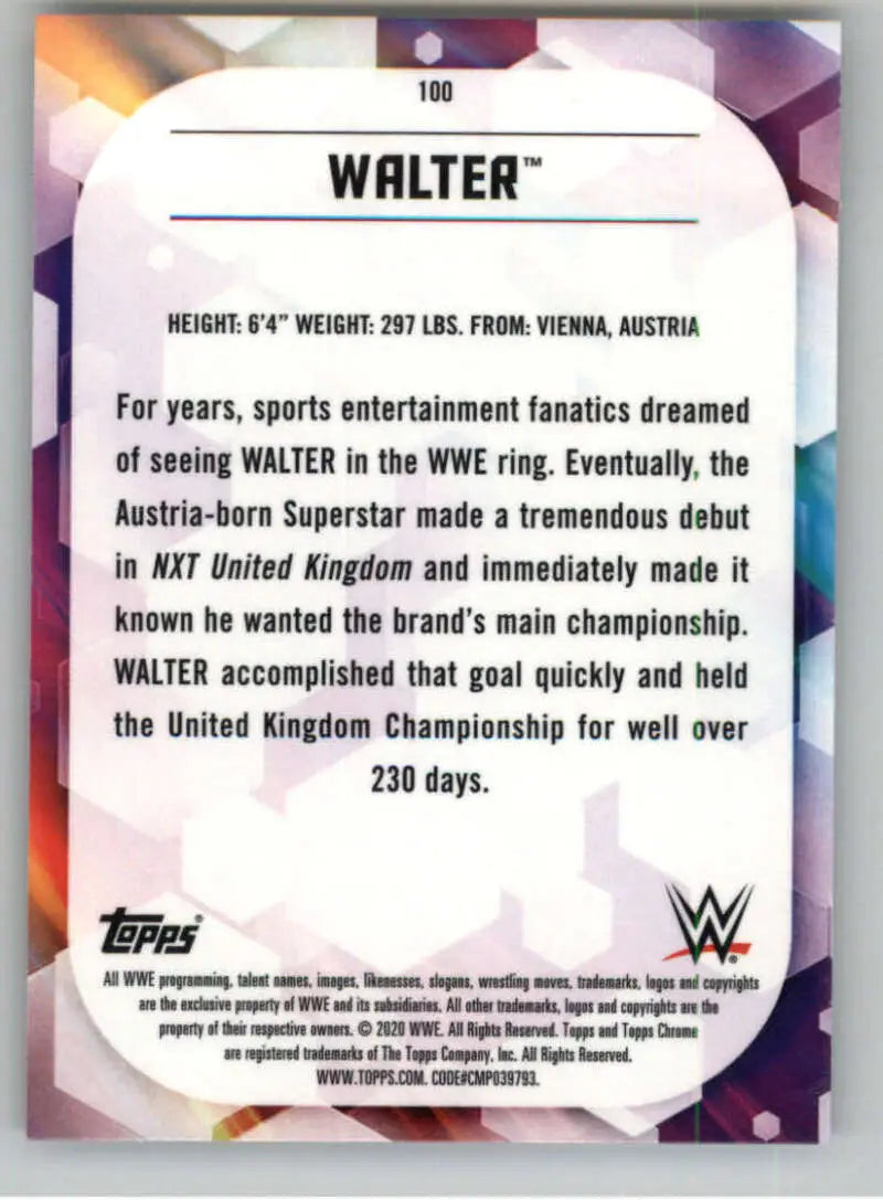 2020 Topps Chrome #100 WALTER NM-MT Wrestling Card - Other