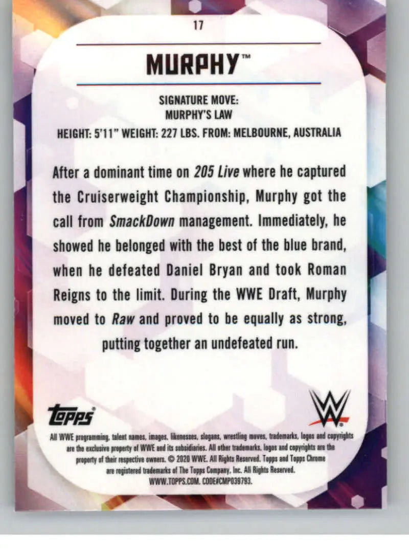 2020 Topps Chrome #17 Murphy NM-MT Wrestling Card - Other