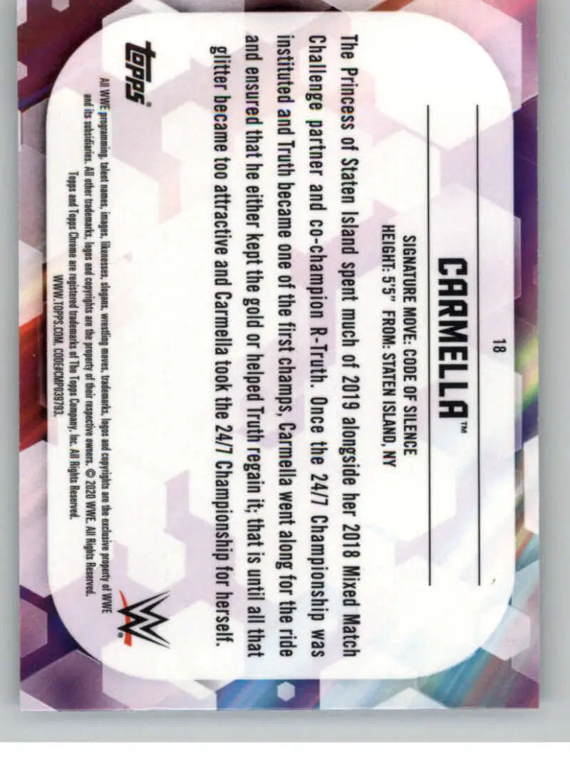 2020 Topps Chrome #18 Carmella NM-MT Wrestling Card - Other