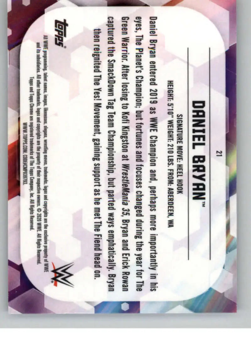 2020 Topps Chrome #21 Daniel Bryan NM-MT Wrestling Card - Other
