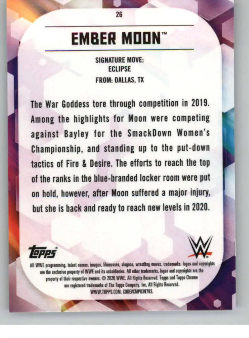 2020 Topps Chrome #26 Ember Moon NM-MT Wrestling Card - Other