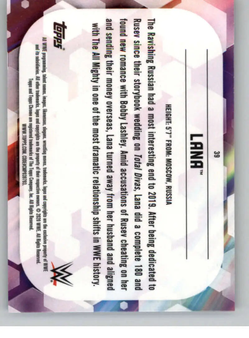 2020 Topps Chrome #39 Lana NM-MT Wrestling Card - Other