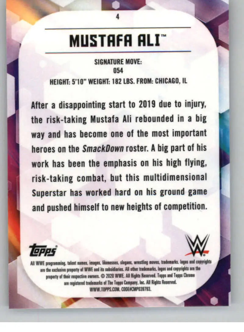 2020 Topps Chrome #4 Mustafa Ali NM-MT Wrestling Card - Other