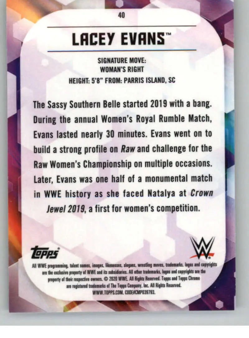 2020 Topps Chrome #40 Lacey Evans NM-MT Wrestling Card - Other