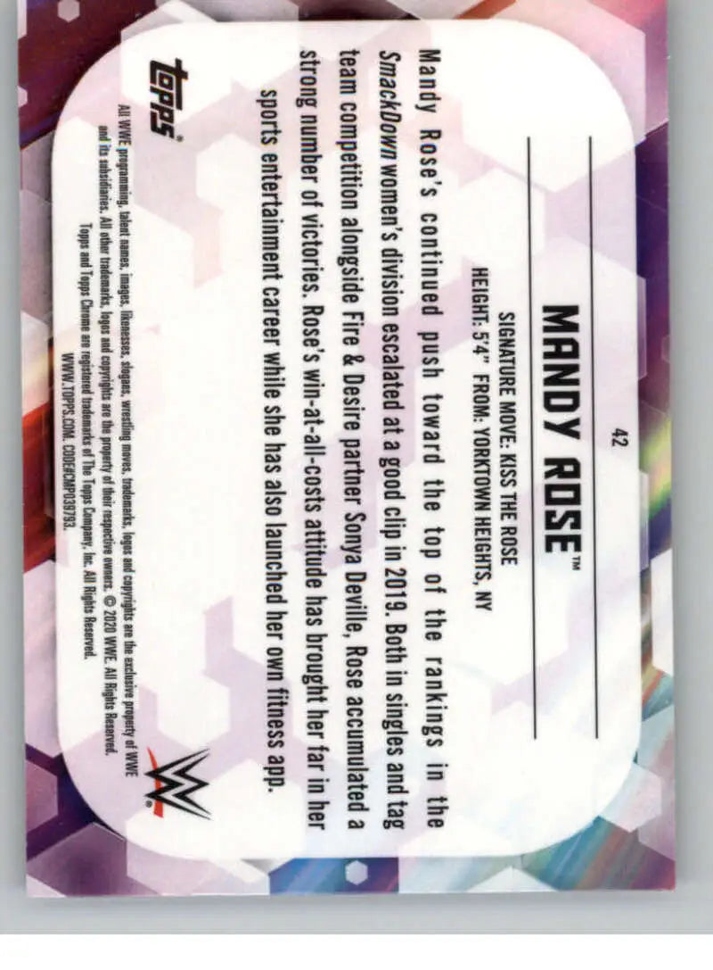 2020 Topps Chrome #42 Mandy Rose NM-MT Wrestling Card - Other