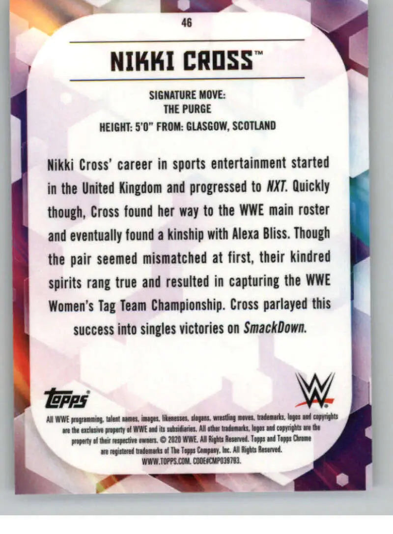 2020 Topps Chrome #46 Nikki Cross NM-MT Wrestling Card - Other