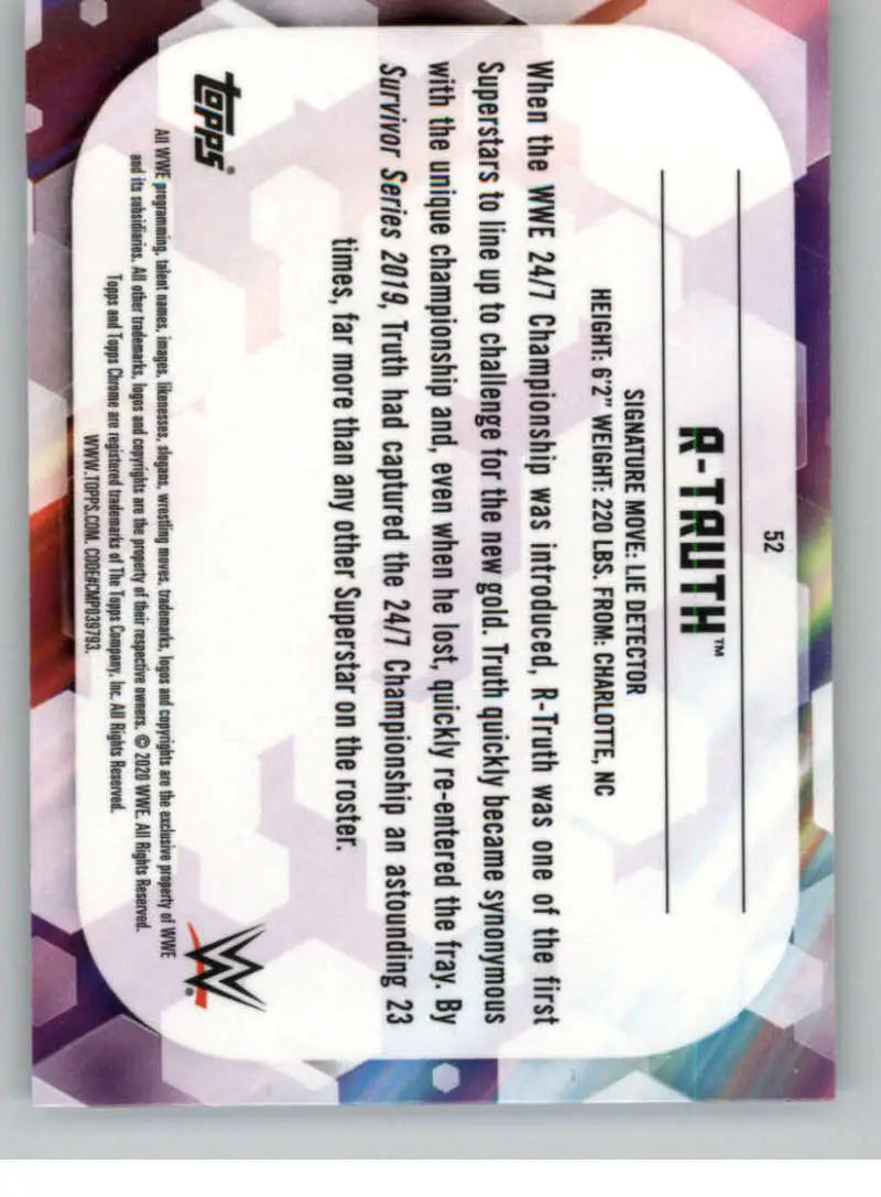 2020 Topps Chrome #52 R-Truth NM-MT Wrestling Card - Wrestling Card Single