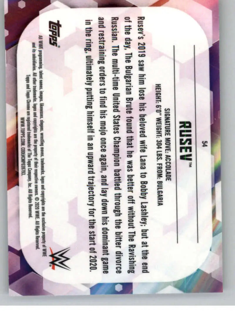 2020 Topps Chrome #54 Rusev NM-MT Wrestling Card - Other