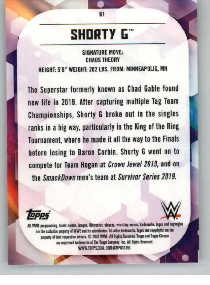 2020 Topps Chrome #61 Shorty G NM-MT Wrestling Card - Non-Sports Card Single