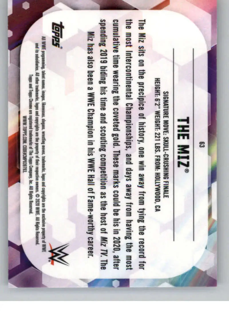 2020 Topps Chrome #63 The Miz NM-MT Wrestling Card - Other