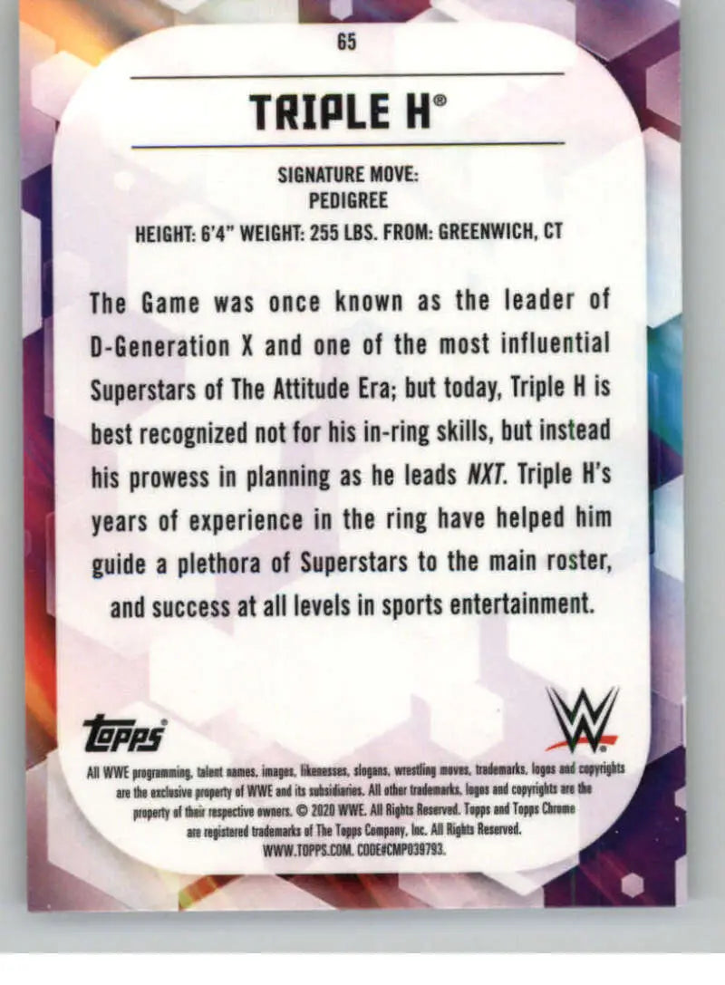 2020 Topps Chrome #65 Triple H NM-MT Wrestling Card - Other