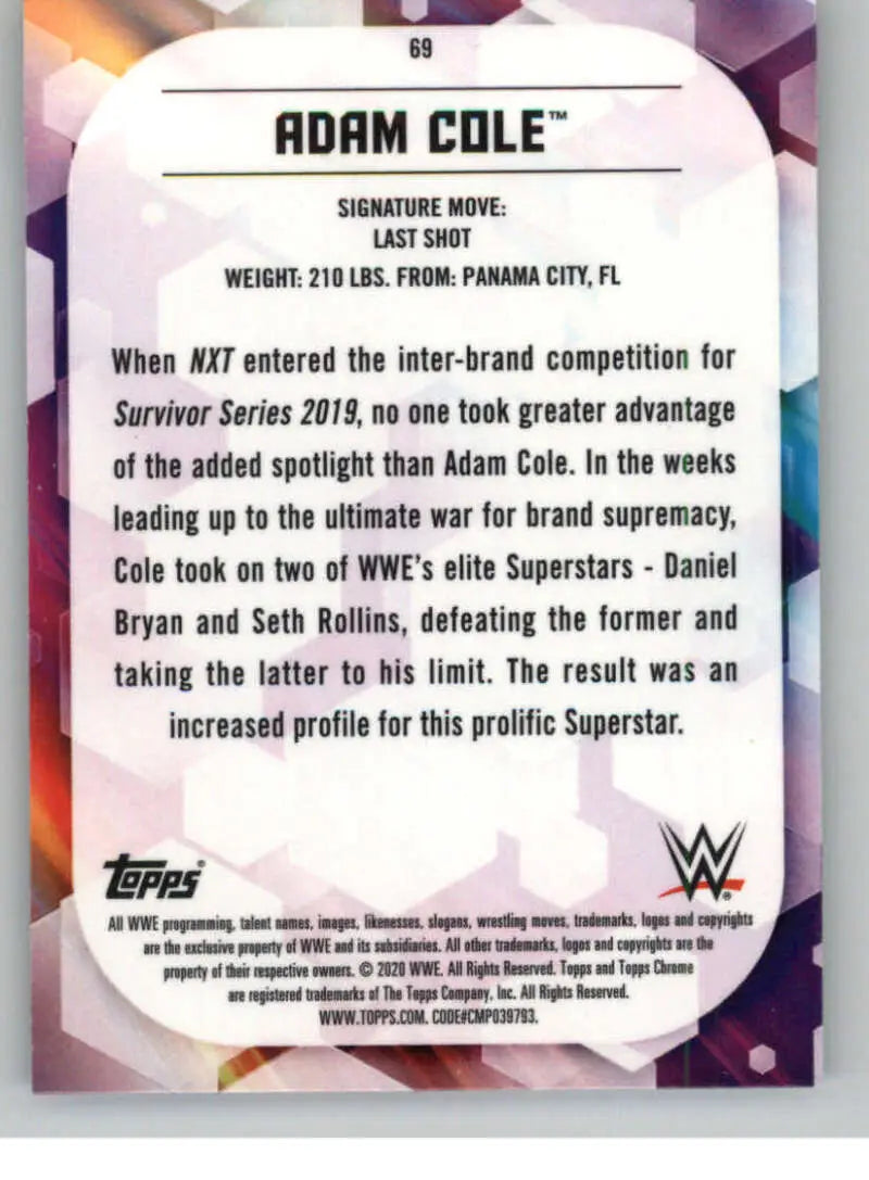2020 Topps Chrome #69 Adam Cole NM-MT Wrestling Card - Other
