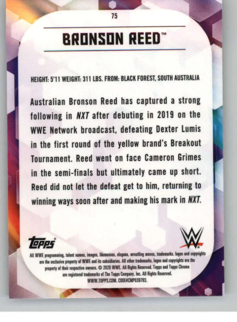 2020 Topps Chrome #75 Bronson Reed NM-MT Wrestling Card - Other