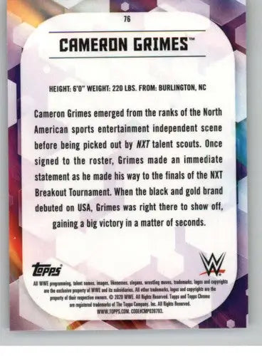 2020 Topps Chrome #76 Cameron Grimes NM-MT NXT - Other