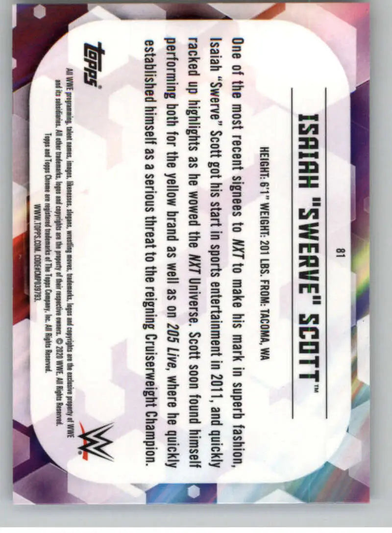 2020 Topps Chrome #81 Isaiah Swerve Scott NM-MT Wrestling Card - Other