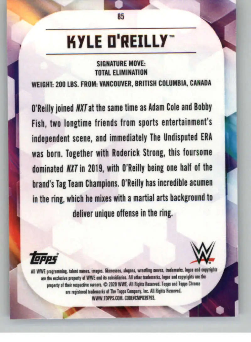 2020 Topps Chrome #85 Kyle O’Reilly NM-MT Wrestling Card - Other
