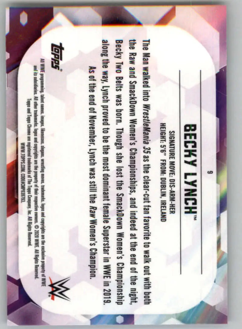2020 Topps Chrome #9 Becky Lynch NM-MT Wrestling Card - Other
