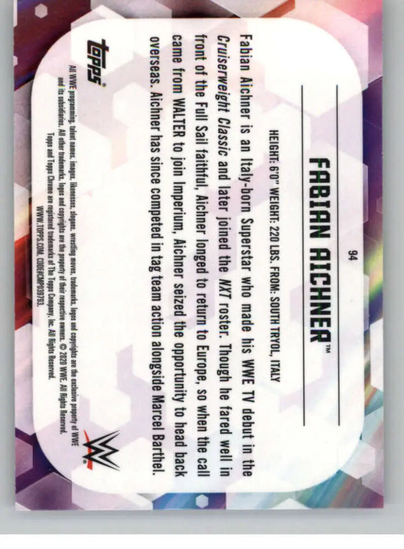 2020 Topps Chrome #94 Fabian Aichner NM-MT Wrestling Card - Other