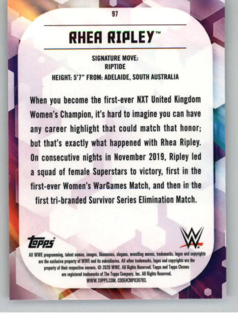 2020 Topps Chrome #97 Rhea Ripley NM-MT Wrestling Card