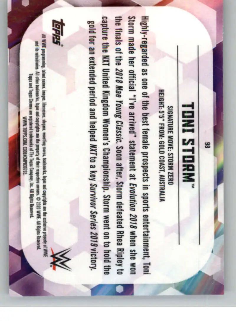 2020 Topps Chrome #98 Toni Storm NM-MT Wrestling Card - Wrestling Card Single