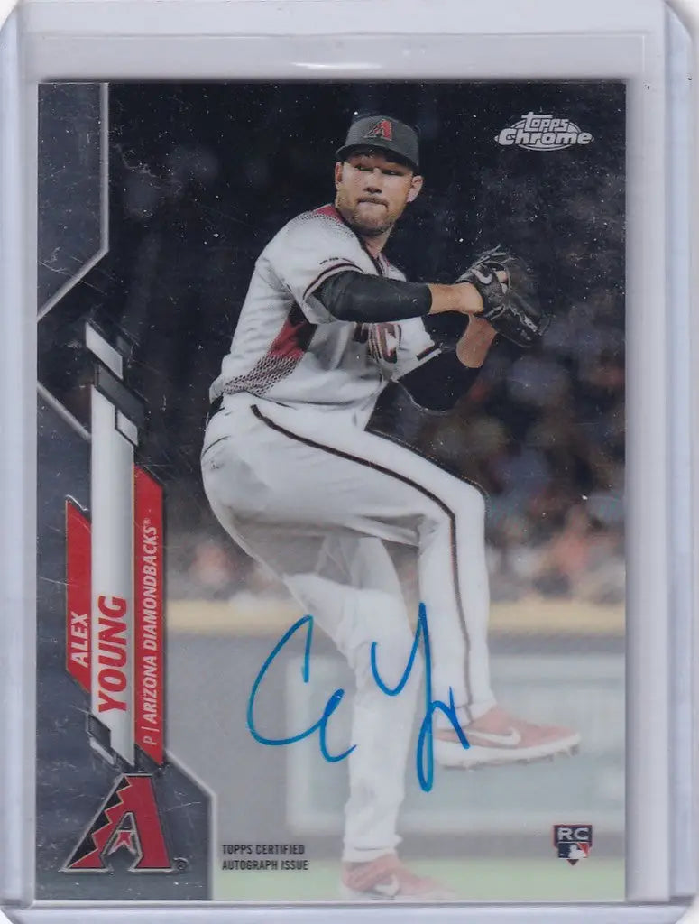 Topps Chrome Auto card featuring Alex Young of the Arizona Diamondbacks with autograph