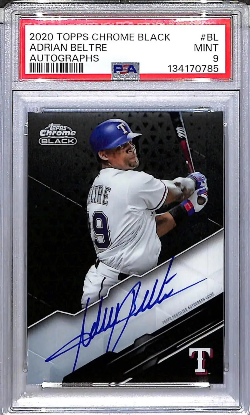2020 Topps Chrome Black #CBA-BL Adrian Beltre PSA 9 MINT Auto Texas Rangers - Baseball Card Single
