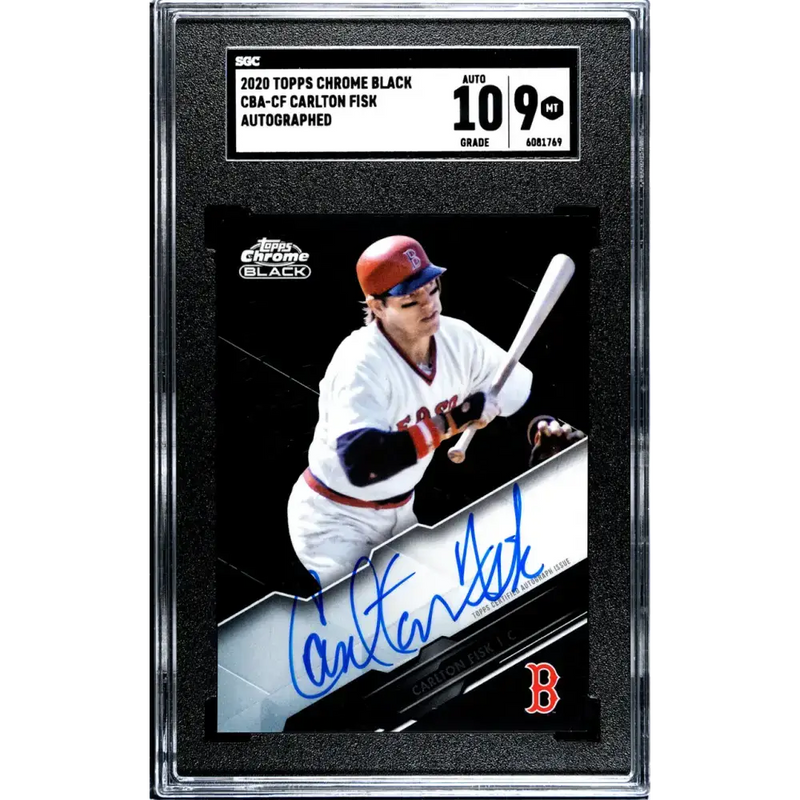 2020 Topps Chrome Black #CBA-CF Carlton Fisk SGC 9 MINT Auto Boston Red Sox Baseball Card - Baseball Card Single