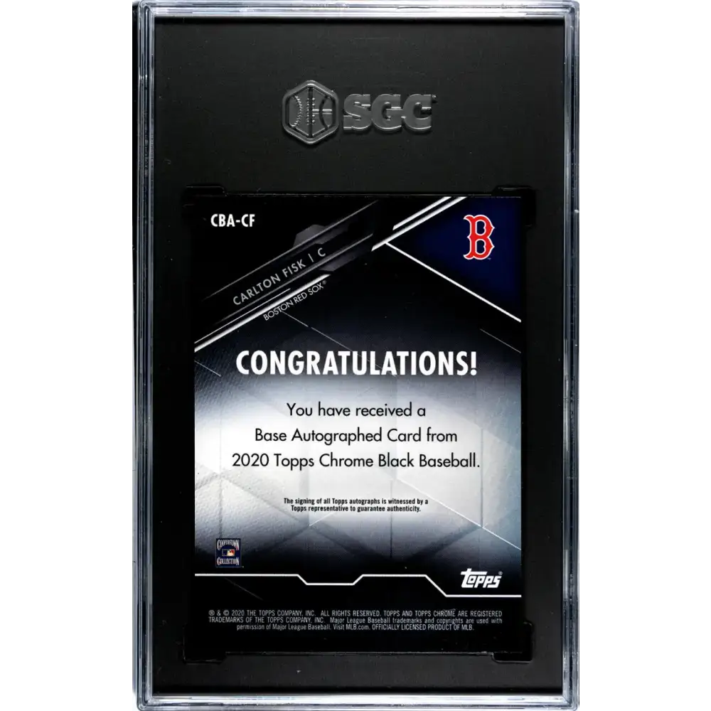 2020 Topps Chrome Black #CBA-CF Carlton Fisk SGC 9 MINT Auto Boston Red Sox Baseball Card - Baseball Card Single