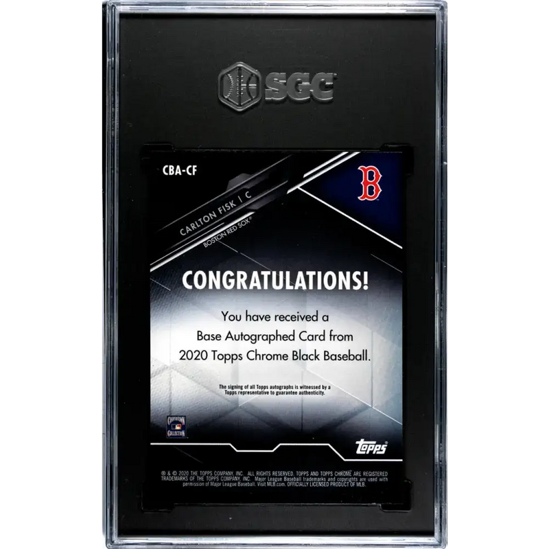2020 Topps Chrome Black #CBA-CF Carlton Fisk SGC 9 MINT Auto Boston Red Sox Baseball Card - Baseball Card Single