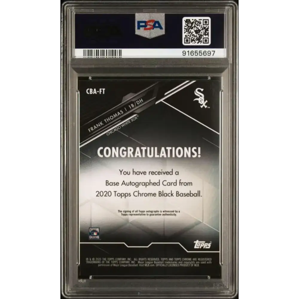 2020 Topps Chrome Black #CBA-FT Frank Thomas PSA 9 MINT Auto Chicago White Sox Baseball Card - Baseball Card Single