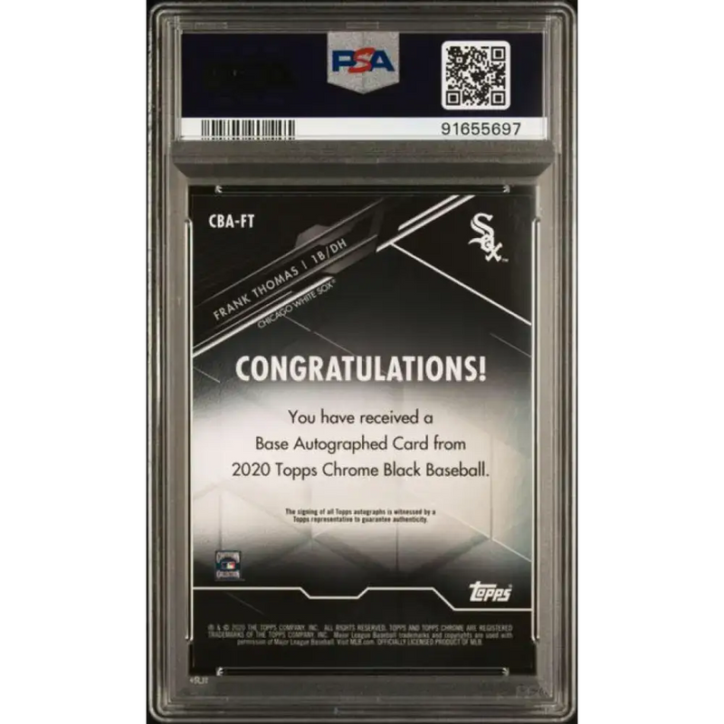 2020 Topps Chrome Black #CBA-FT Frank Thomas PSA 9 MINT Auto Chicago White Sox Baseball Card - Baseball Card Single