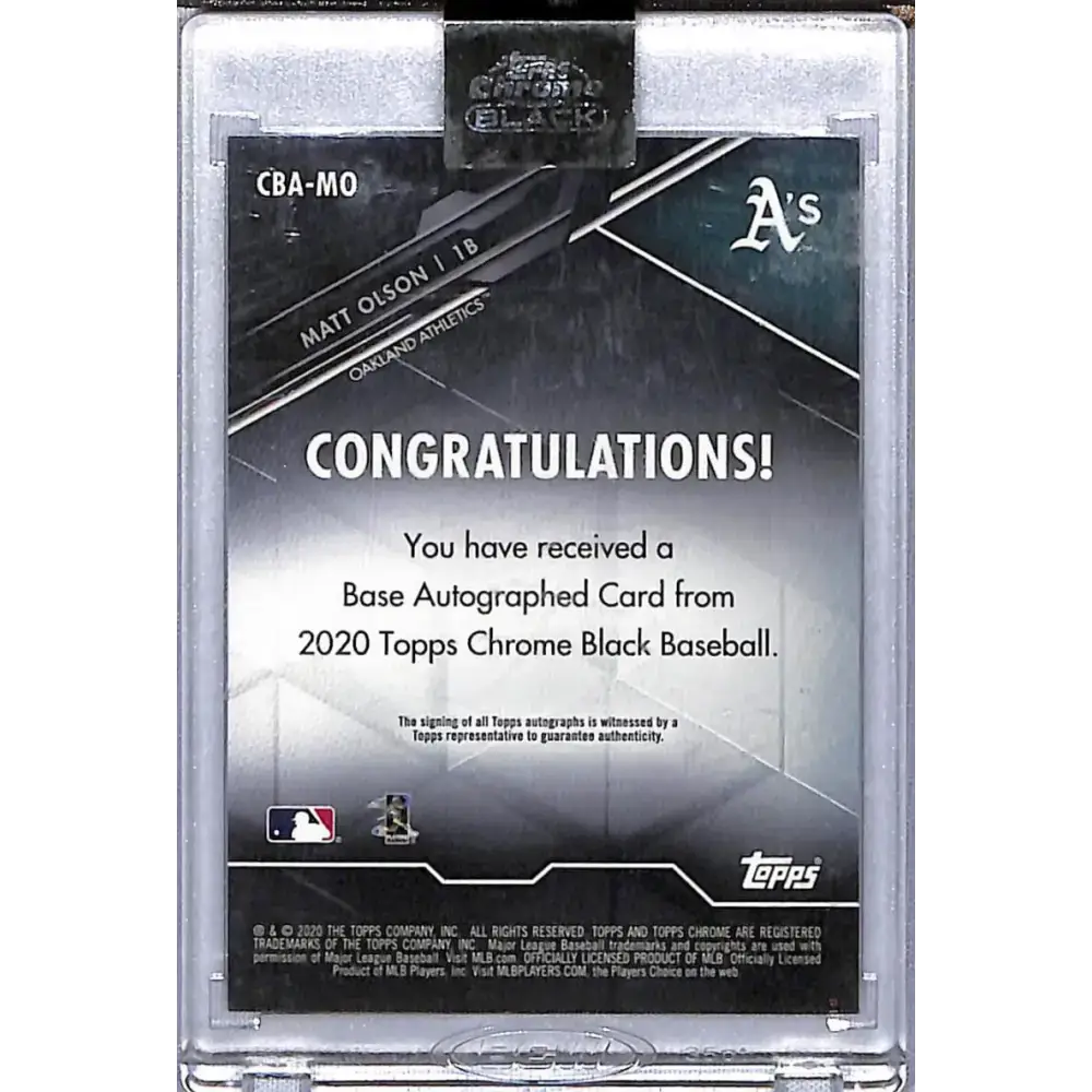 2020 Topps Chrome Black #CBA-MO Matt Olson NM-MT Auto Oakland Athletics Baseball Card - Baseball Card Single