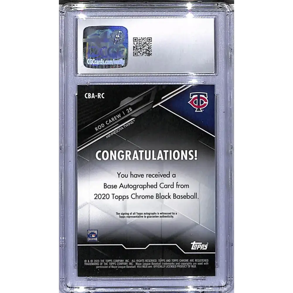 2020 Topps Chrome Black #CBA-RC Rod Carew 10 Auto 073/150 Minnesota Twins - Baseball Card Single