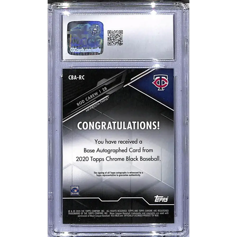 2020 Topps Chrome Black #CBA-RC Rod Carew 10 Auto 073/150 Minnesota Twins - Baseball Card Single