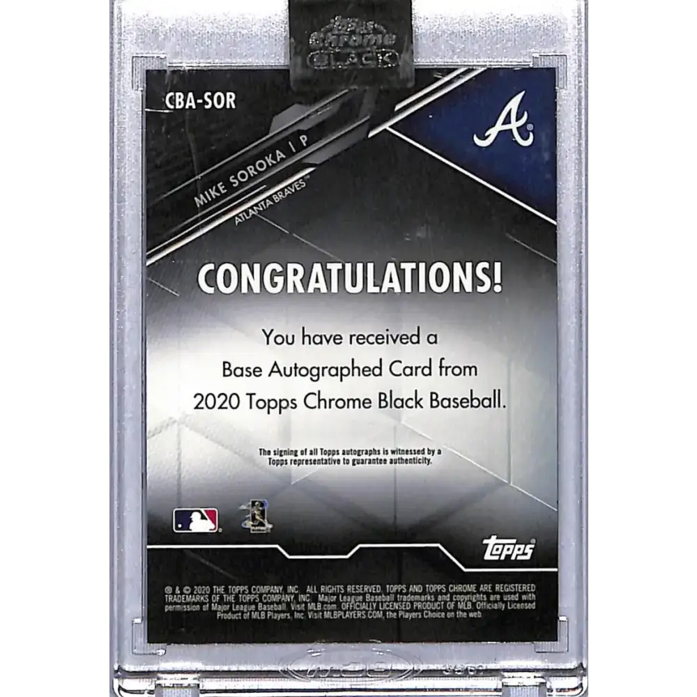 2020 Topps Chrome Black #CBA-SOR Mike Soroka NM-MT Auto Atlanta Braves - Baseball Card Single