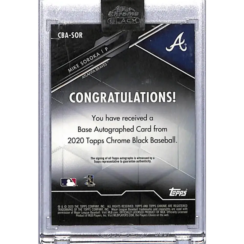 2020 Topps Chrome Black #CBA-SOR Mike Soroka NM-MT Auto Atlanta Braves - Baseball Card Single