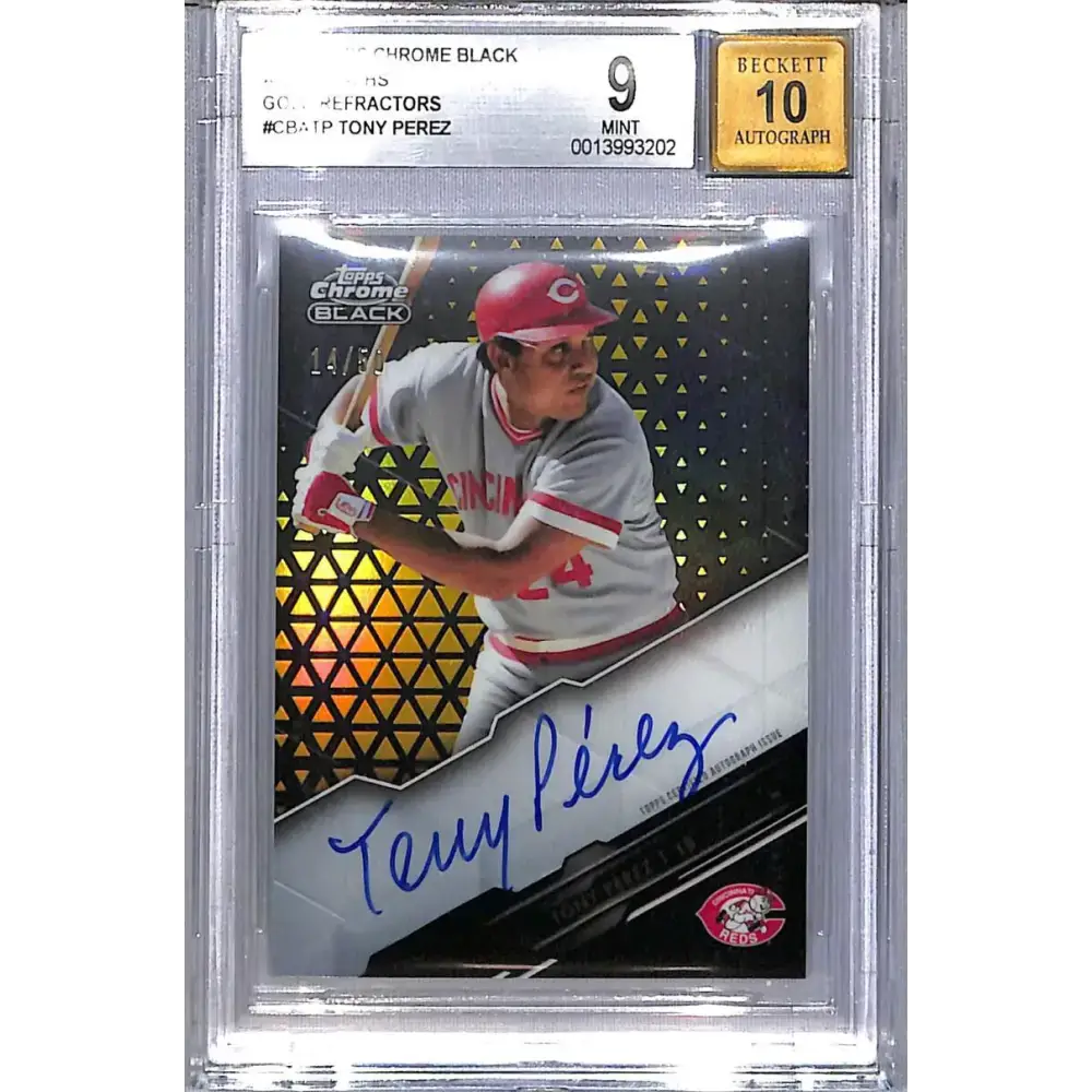 2020 Topps Chrome Black Gold #CBA-TP Tony Perez BGS 9 Mint Auto 14/50 Cincinnati Reds - Baseball Card Single