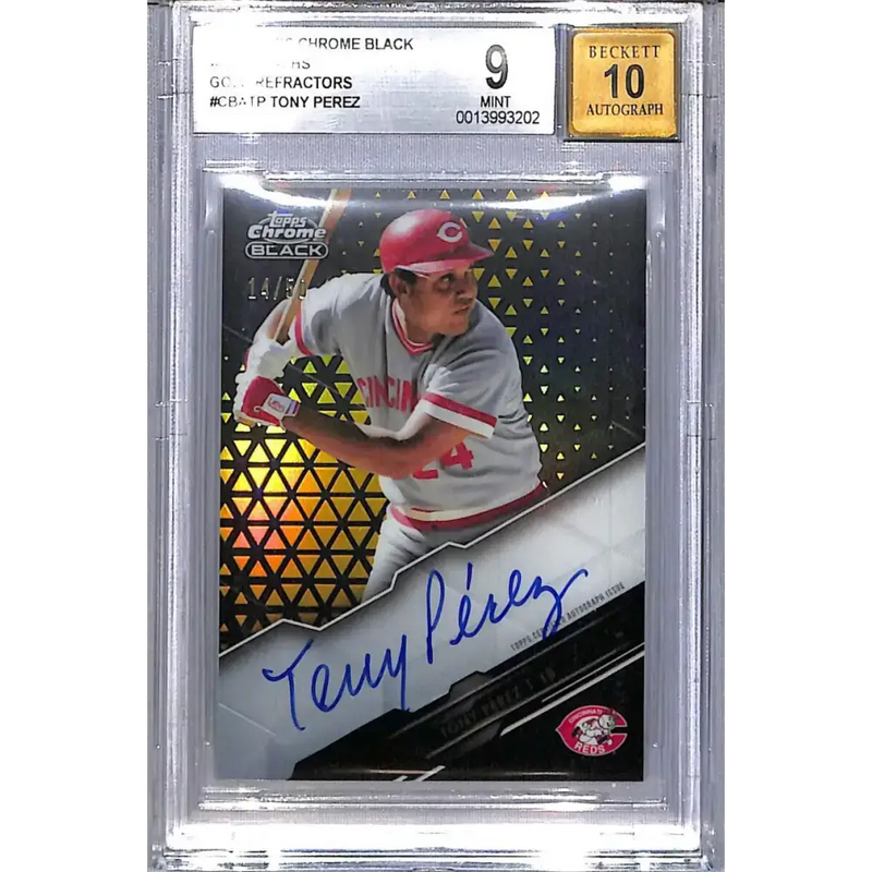 2020 Topps Chrome Black Gold #CBA-TP Tony Perez BGS 9 Mint Auto 14/50 Cincinnati Reds - Baseball Card Single