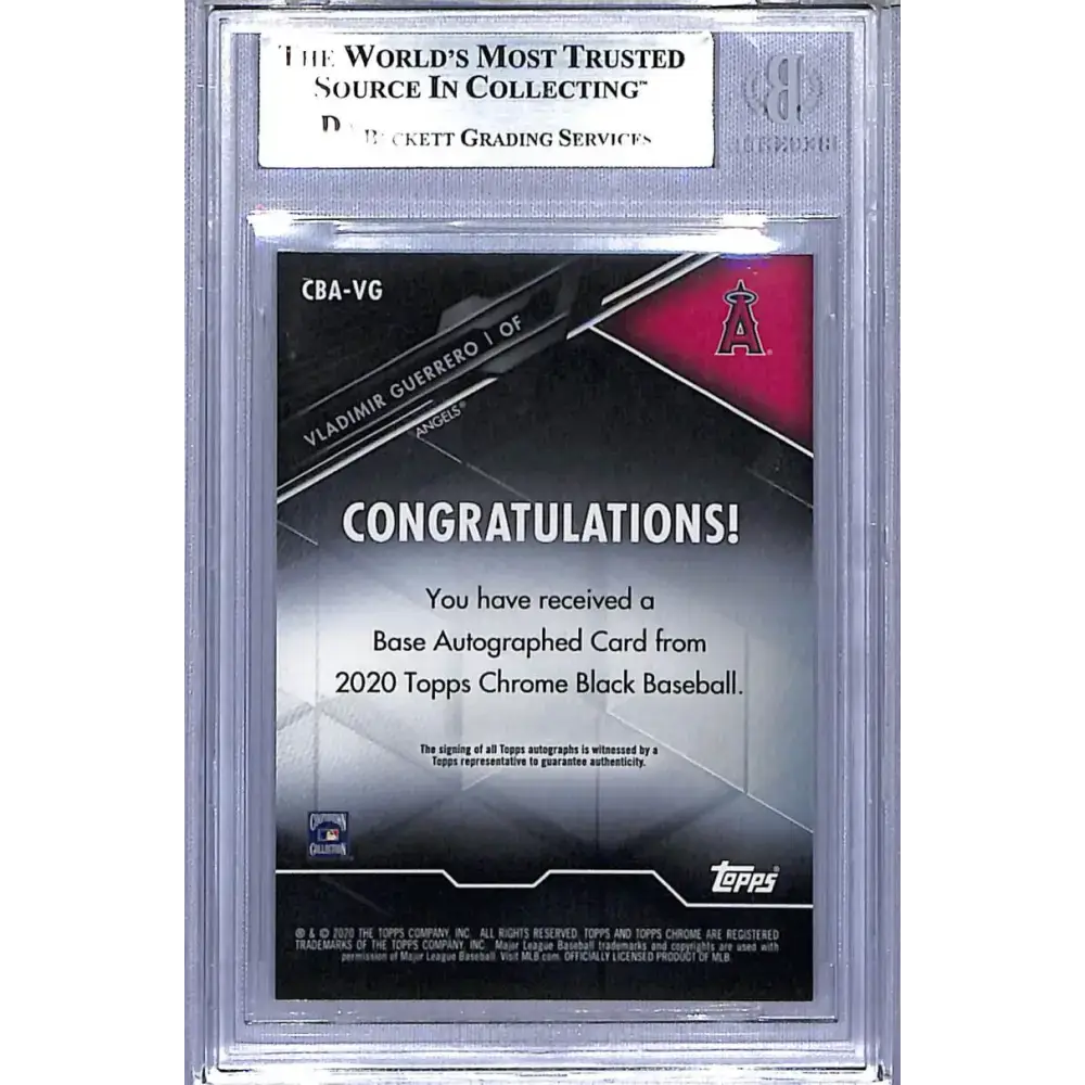 2020 Topps Chrome Black Green Refractors #CBA-VG Vladimir Guerrero BGS 9 Mint Auto 49/99 Anaheim Angels - Baseball Card
