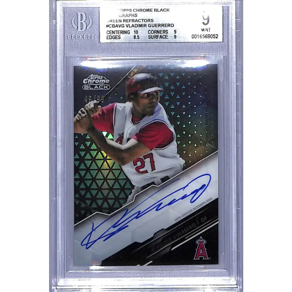 2020 Topps Chrome Black Green Refractors #CBA-VG Vladimir Guerrero BGS 9 Mint Auto 49/99 Anaheim Angels - Baseball Card