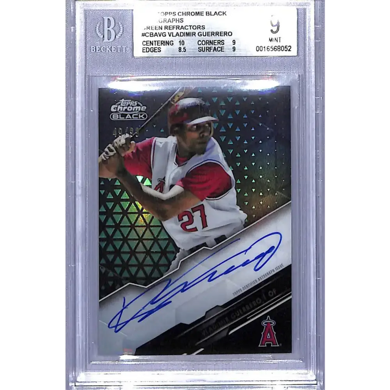 2020 Topps Chrome Black Green Refractors #CBA-VG Vladimir Guerrero BGS 9 Mint Auto 49/99 Anaheim Angels - Baseball Card