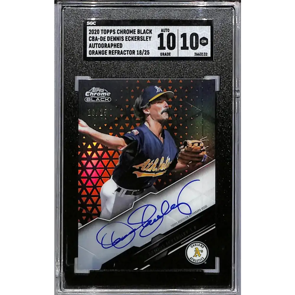 2020 Topps Chrome Black Orange #CBA-DE Dennis Eckersley SGC 10 Gem Auto 18/25 Oakland Athletics - Baseball Card Single