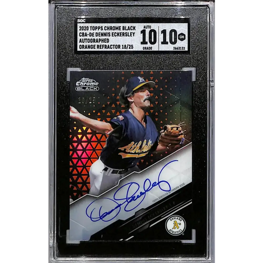 2020 Topps Chrome Black Orange #CBA-DE Dennis Eckersley SGC 10 Gem Auto 18/25 Oakland Athletics - Baseball Card Single