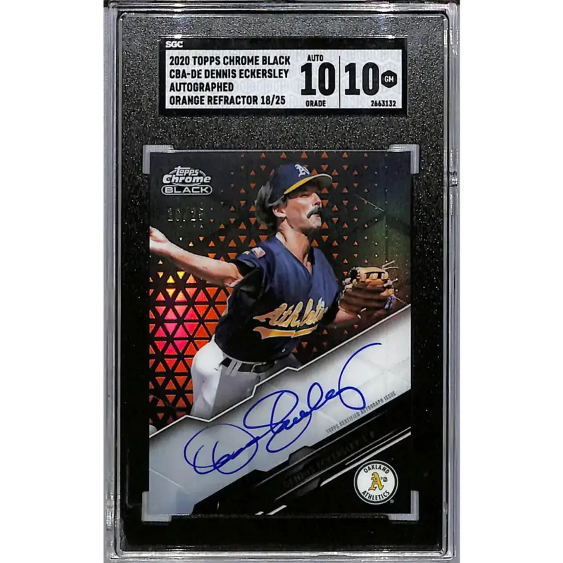 2020 Topps Chrome Black Orange #CBA-DE Dennis Eckersley SGC 10 Gem Auto 18/25 Oakland Athletics - Baseball Card Single