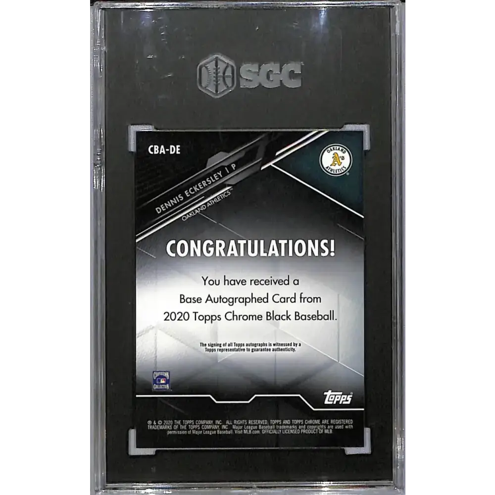 2020 Topps Chrome Black Orange #CBA-DE Dennis Eckersley SGC 10 Gem Auto 18/25 Oakland Athletics - Baseball Card Single