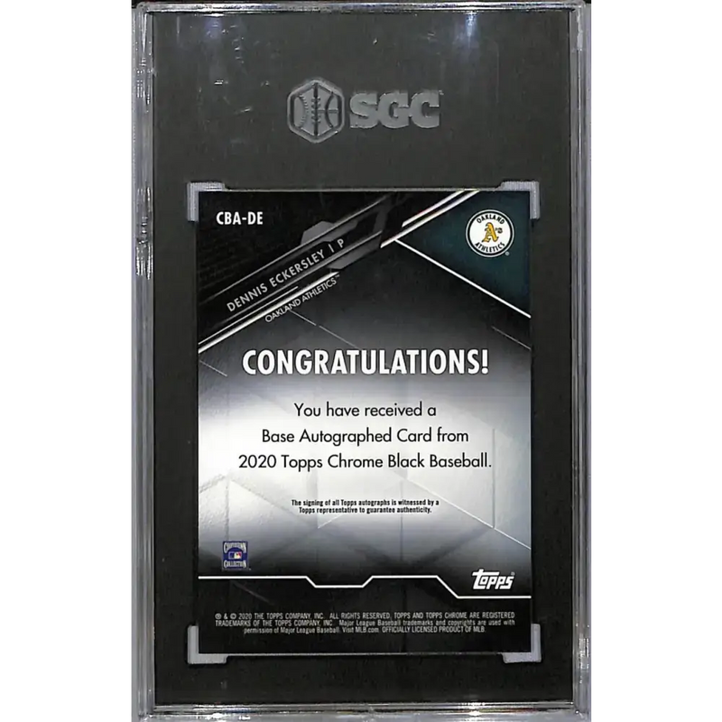 2020 Topps Chrome Black Orange #CBA-DE Dennis Eckersley SGC 10 Gem Auto 18/25 Oakland Athletics - Baseball Card Single